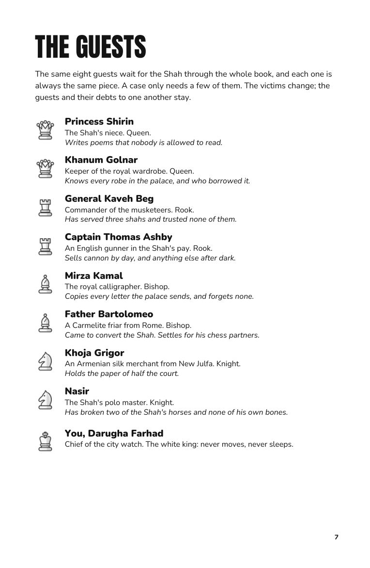 The eight guests of Murder Mate: Persia